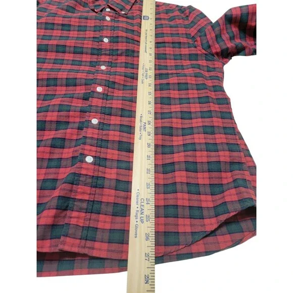 J. Crew Mercantile Flex Mens Button Down Shirt Size L Red Green Plaid E9 - Picture 8 of 11
